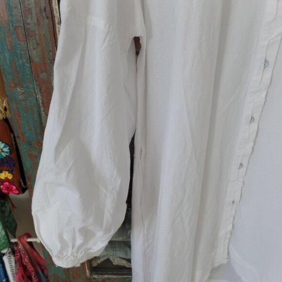 Free People Hi-Low Raw Edge Blouse 100% Cotton Oversized LARGE NWOT - Picture 3 of 10